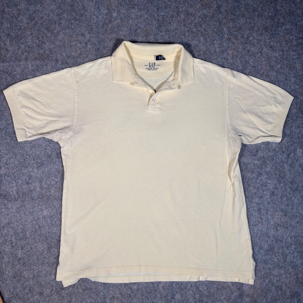 Gap Pique Polo Shirt Mens Medium Yellow Short Sleeve Cotton Preppy Casual Golf
